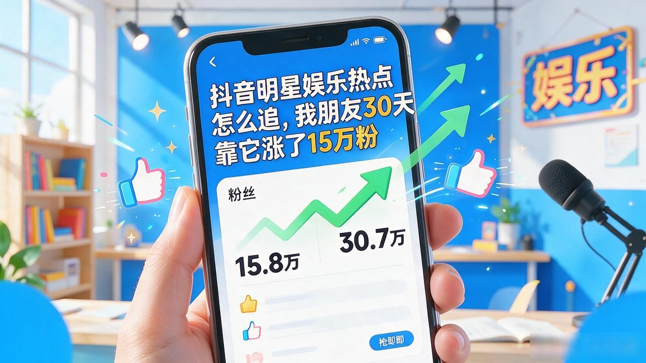 抖音明星娱乐热点怎么追，我朋友30天靠它涨了15万粉